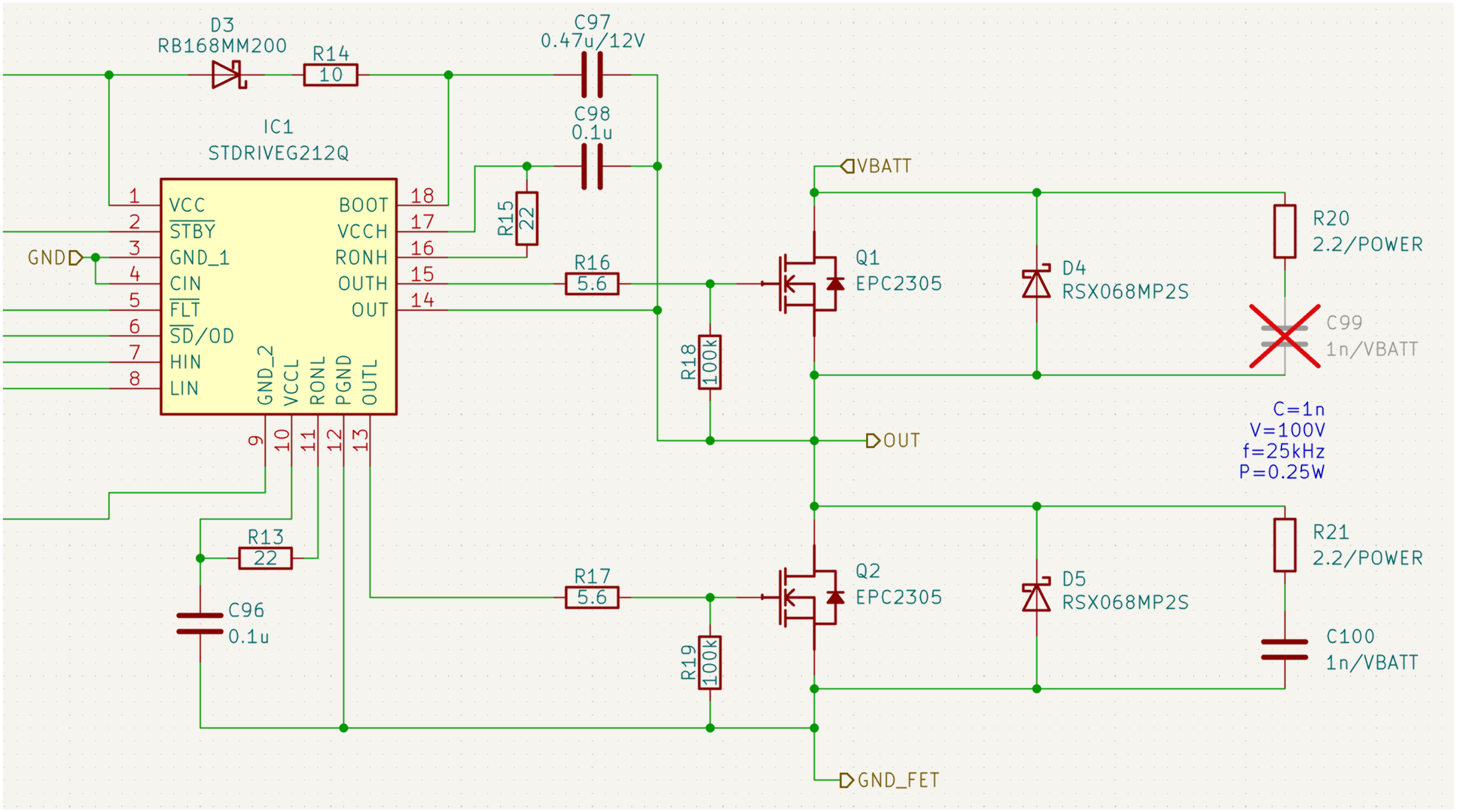 Schematic of GaN FET-based half-bridge circuit